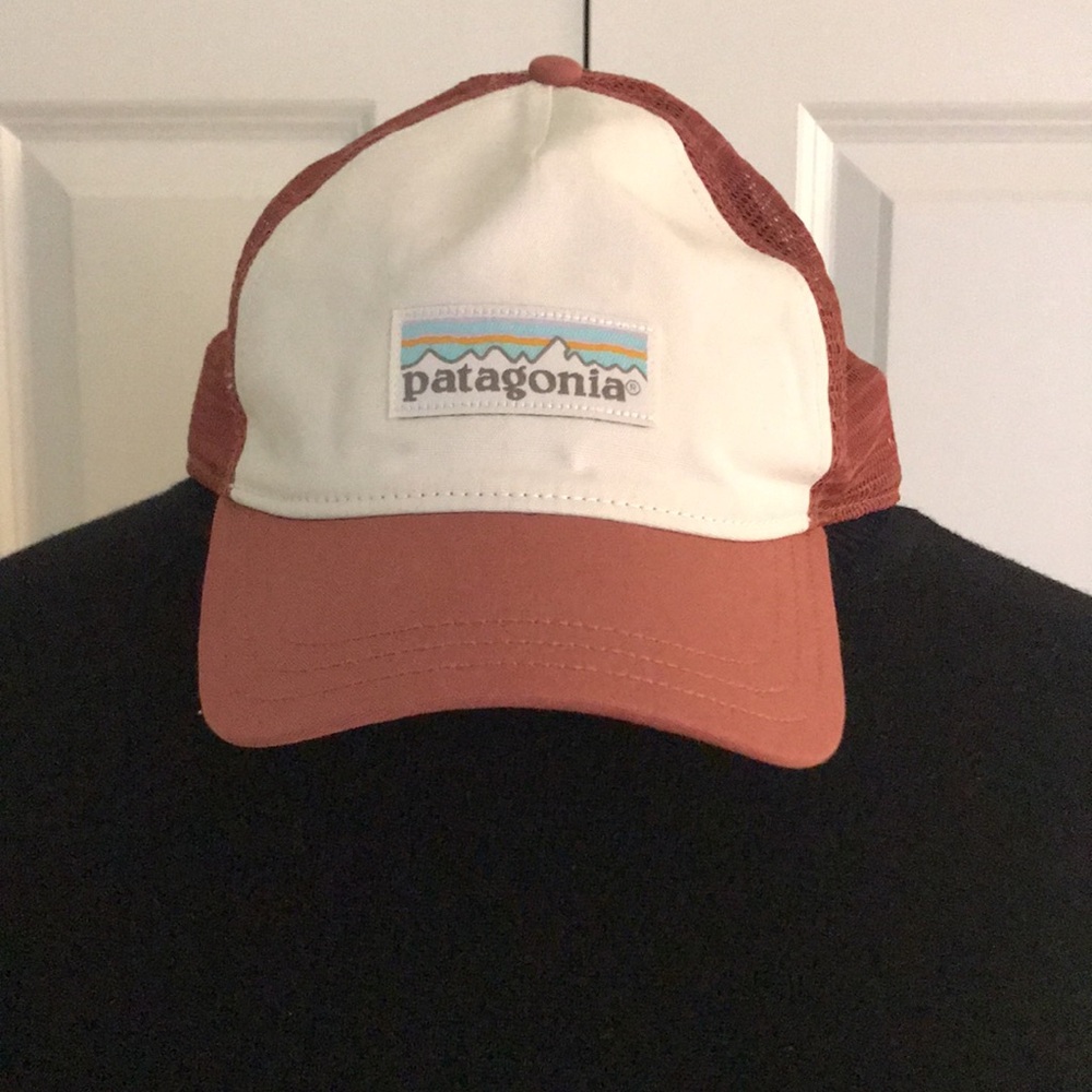 Patagonia Rust Red and White Baseball Cap Hat